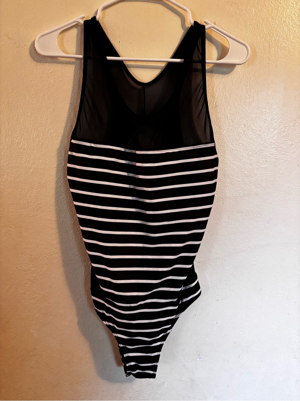 Black One-Piece with Sheer Mesh Yoke